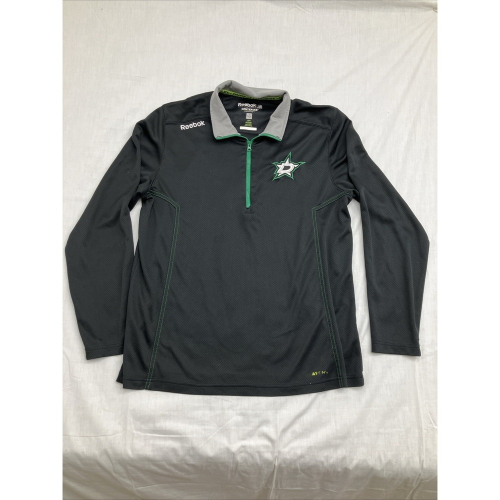 Men's  Size L Reebok Center Ice Collection Dallas Stars 1/4 Zip Black Pullover